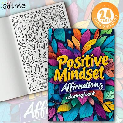 24 Seiten Malbuch für eine positive Denkweise, Malbuch für Kinder und Erwachsene, Gekritzel Zeichnen, Zeitvertreib, Stressabbau