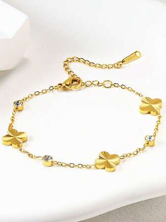 1pc Stainless Steel Fashionable Bracelet, Suitable For Wedding, Party And Daily Wear