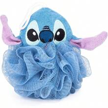 WSXC Disney Lilo And Stitch 2 Piece Bathroom Set White And Blue Floral Shower Curtain And Loofah Body Scrubber - BlueLiloStitch - 查看 2