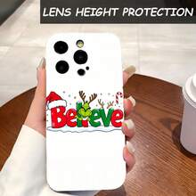 1PC Phone Case ,  Believe Christmas Reindeer Santa Hat , Stylish Phone Case, Phone Decoration, All-around Lens Protection, Creative Small Gift, Funny Gift for Boys and Girls - Negro - Ver 4