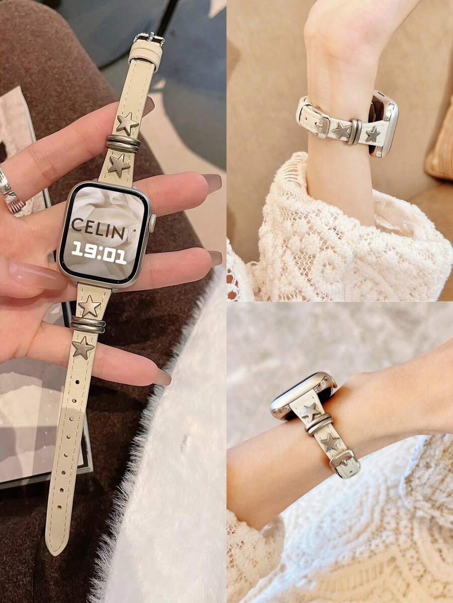 1 Pc Diamond Bling Metal Becorative Fancy Stylish Leather Loop Compatible With Apple Watch Band For Women Halloween Black Charms Blue Silver Gold Sport 38mm 40mm 41mm 42mm 44mm 45mm 46mm 49mm , Strap Compatible With Apple Watch Watchband Series Ultra 10/9/8/7/6/5/4/3/2/1 SE