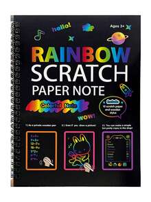 儿童彩虹刮画纸套装 - 23 件套，包含 22 个螺旋几何模板、1 个塑料绘图模板和 1 把测量尺