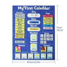 Children's Felt Calendar Learning Board, Year Month Date Season Weather Wall Calendar, Educational Busy Board, Children's Day & Christmas Gift - Blue - View 4