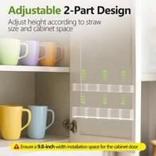 Straw Holder For Cabinet Door, 9.8" Adjustable Two-Part Large Acrylic Straws Organizer With Ultra Sticky Adhesive Strips, 2025 Reusable Utensil Storage For Kitchen Cupboard(Transparent) - 透明的 - 查看 5