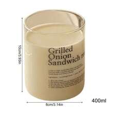 1 件 650 毫升容量简约字母设计玻璃杯，适用于果汁、牛奶、咖啡 - 彩色 - 查看 6