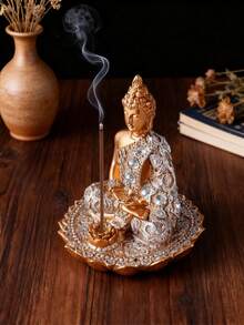 1pc Gold-Color Buddha Statue, Meditation Decor, Zen Home Decoration - Multicolor - View 2