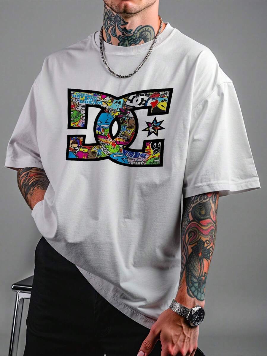 Oversized T-Shirt DC Street Collage Streetwear Unisex Ref4227 - White - View 1
