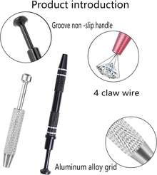 Pinzas para Joyas, 2 Pinzas para joyería, Portaherramientas Herramienta de Recogida de Joyas, Pinzas para Sujetar Catcher Grabber Pinzas Rectas para Hacer Joyas Herramienta con 4 Garras (estilo largo) - estilo corto - Ver 11