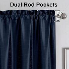 Chyhomenyc Uptown Navy Blue Curtains 54 Inch Length 2 Panels, Room Darkening Soft Faux Silk Chic Fabric Short Kitchen Curtains For Bedroom Living Room Windows, Each 30Wx54L,NavyBlue30inchWx54inchLPackof2 - 海軍藍 30 英吋寬 x 54 英吋長 2 件裝 - 查看 9