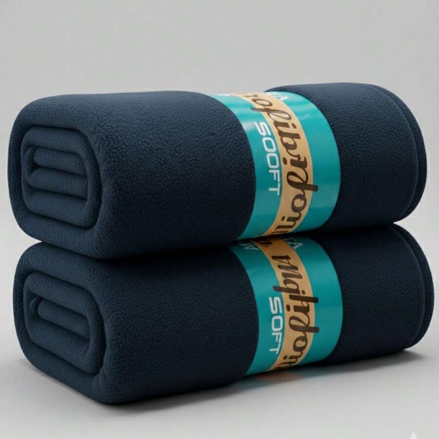 Microfiber Blanket, Double Size, Hypoallergenic, Printed And Plain, Warm - 藍色 - View 1