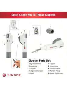 EstiloSINGER Enhebrador De Agujas - Enhebrador AutomáTico De Agujas De Coser A ManoVersióN Mejorada - 1 - Ver 3