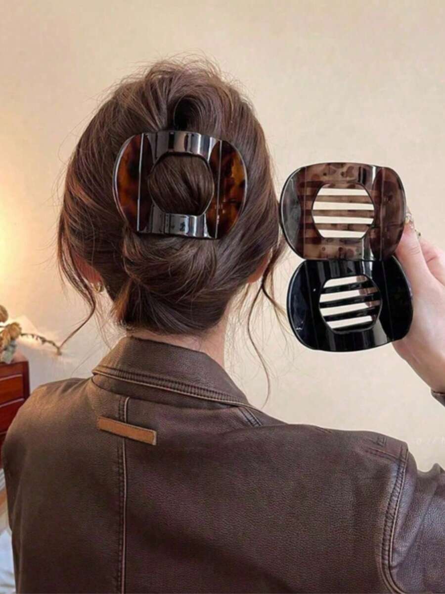 Set de 3 pinzas para el cabello de mujer con estampado de leopardo caramelo minimalista, de 9 cm/3,54 pulgadas, accesorios de moda y versátiles, estilo elegante, adecuados para uso diario, reuniones casuales, ir al trabajo, vacaciones, peinado, lavado de cara, ducha, maquillaje, combinación con atuendos y otros accesorios, tocado de verano, pinzas de garra, pinzas para el cabello - Multicolor - Ver 1