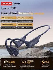 Lenovo S106 Bluetooth Earphones, Waterproof Hanging Ear Style For Swimming, Sports, Running, Cycling, Bluetooth MP3 Dual Mode Music, Built-In Memory, Super Long Battery Life, Open-Ear Wireless Headphones Compatible With Smartphones And Computers - 藏蓝色 - 查看 11