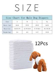 10/12 piezas/paquete Pañales fisiológicos súper absorbentes para perros hembra/macho Pañales desechables a prueba de fugas para cachorros - Multicolor - Ver 11