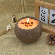 1/3pcs, 3.9 X 2.8 Inch Coconut Shell Candles, 1pc Handmade Poured Coconut Bowl Candle - Pineapple Papaya Scented, Dual Layer Wax Blend, Soy Wax Scented Candle, Wooden Wick