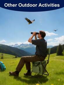 1 cadeira de pesca dobrável e leve nas cores verde/preta/camuflada com bolsa térmica - Estrutura de aço portátil e durável, alça para facilitar o transporte, ideal para camping, caça e passeios na praia - Fácil de limpar, encosto resistente, cadeira de camping para atividades ao ar livre.