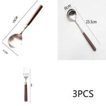 3件套重型大勺、小勺、叉子，高品质不锈钢餐具套装