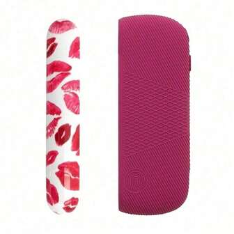 Juego de funda y cubierta de silicona con diseño de beso en los labios para IQOS Iluma e IQOS Iluma I