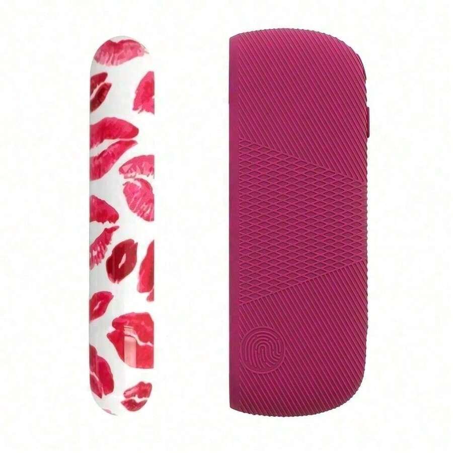 Juego de funda y cubierta de silicona con diseño de beso en los labios para IQOS Iluma e IQOS Iluma I - Lado de la concha - Ver 1