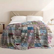 Scandinavian Printed Patchwork Blanket Features A Beautiful Flower Sea Theme Flannel Throw Blankets Nap Soft Office Travel Camping Home Decor Sister Brother Grandma Grandpa Christmas Halloween Thanksgiving Easter New Year Cozy - Multicolor 17 - View 5
