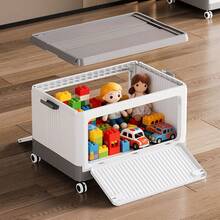 Living And Home Stackable Storage Box With Locking Wheels 3-Way Access Secure Lid Easy Assembly For Seasonal Storage - Gray 42cm(W) X 29cm(D) X 28cm(H) - View 3