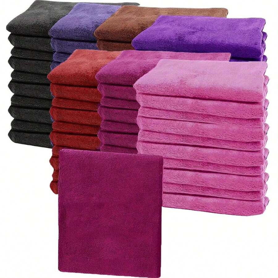 5/10 Packs Of Luxurious Soft Touch Quick-Dry Microfiber Face Cloths - Hypoallergenic, Preservative-Free, Reusable Makeup Remover Cloths For All Skin Types - Wine Red, Gentle And Effective Facial Washing Experience - Multicolor - View 1