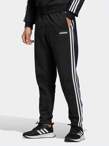 Adidas E 3S T PNT FL Three-Stripe Fleece Loose Tapered Pants, Men, Black, Essentials Tapered Pants, Fleece Lining, Warm, Cuffed, Casual Sports - Black - View 1