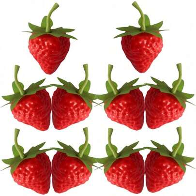 10-50颗仿真草莓，塑料材质，逼真水果模型，适合家庭厨房水果店展示
