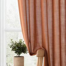 Terracotta Linen Semi Sheer Curtains 63 Inch Length For Living Bedroom 2 Panels Rod Pocket Light Filetring Privacy Linen Blend Cotton Textured Rustic Farmhouse Decor Drapes For Dining Room, W52xL63,52inchWx63inchL(Packof2),Terracotta - 紅陶 - 查看 4