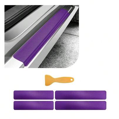 4 PCS Car Door Sill Protector, 3D Carbon Fiber Auto Door Entry Edge Guard Protection Trim, AntiScratch Threshold C...