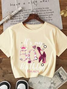 Summer Women EST 1975 50th Birthday Diamond Print T-Shirt - Apricot - View 1