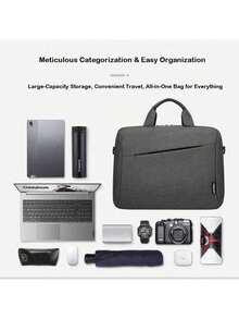 Lenovo T210 Laptop Briefcase, Water-Resistant Fabric, Shock-Absorbing Padding, Zipper Front Pocket, Large Capacity Fits 16-Inch Laptop - Black - View 2