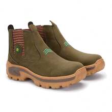 Bota Botina Coturno Couro Nobuck Palmilha Gel Adventure - Verde Musgo - Visão 2