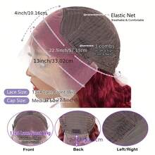Burgundy 99J Water Wave Lace Front Wigs Human Hair 99J Water Curly Wigs 13x4 HD Lace Frontal Wigs For Human Hair Wine Red Colored Wet And Wavy Curly Wigs Glueless Human Hair Lace Front Wigs 250% Density - S99J - 查看 6