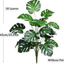 65cm 18 Branches Large Artificial Turtle Back Bamboo Tree, Fake Plant, Plastic Green Turtle Back Bamboo Leaves, Tropical Simulation Palm Leaves, Home Garden Decor, No Pot, 1 Piece - Green - View 2