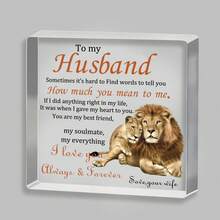 1pc, Gifts Given To Her Husband Plaque Desktop Decoration -Men's Romantic Birthday Gift Family Desk Decoration, Christmas, Wedding Anniversary, Valentine's Day And Father's Day Gift - Clear - View 2