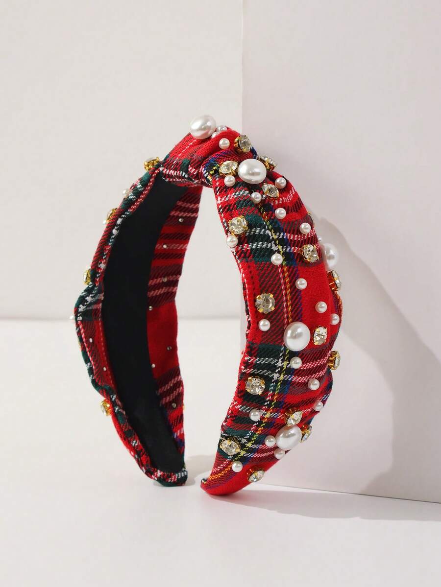 1 Stück Mädchen Weihnachtsparty Mode Perlen & Strass Dekor Stoff Haarband - Verschiedenfarbig - Übersicht 1