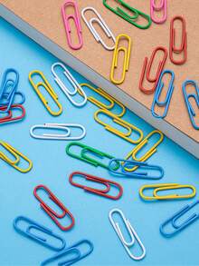 200pcs Colorful Paper Clips, Bucket Shaped Bookmarks, Office Supplies, Clips - Multicolor - View 3