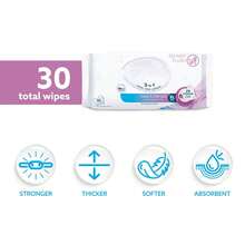 Body & Intimate Wipes, 3-In-1 Cleans, Cares, Protects, 99.9% Water, Unscented & Hypoallergenic Hygiene Wet Wipes, Adult Care, 30 Wipes (1 Packs) - 白色 - 查看 4