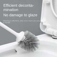 1PC Toilet Cleaning Brush,High-Quality Plastic Handle,Compact Size, For Bathroom Use, Toilet Cleaning Brush, Long Handle With Base, Toilet Cleaning Brush Set, Durable Frosted Bristles,Bathroom Decor And Accessories,Cleaning Supplies - 白色 - 查看 2