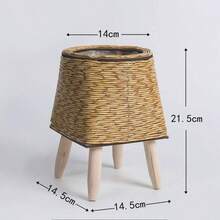 1pc Minimalist Flower Stand, Wooden Floor-Standing Planter Rack For Living Room, Balcony, Rattan Decor, Lightweight Luxury Flower Pot Holder - Multicolor - View 12
