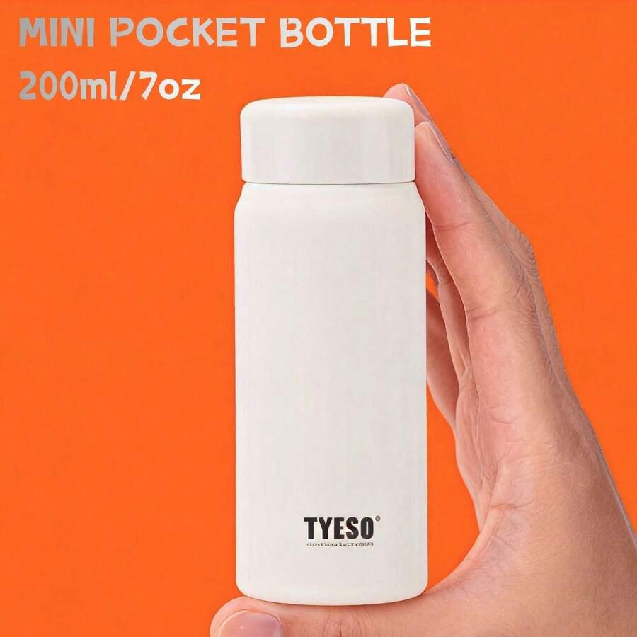 TYESO 1 Piece Mini Pocket Thermal Mug, Stainless Steel, Portable Travel Mug, Back To School, 200ml/7oz Stainless Steel Tea Cup, New Stylish Water Bottle, Mini Portable Car Cup - 白色的 - 查看 1