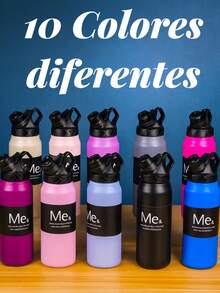 Botella térmica de acero inoxidable 950 ml. PYA-12 con tapa deportiva giratoria, doble pared aislante, mantiene bebidas frías y calientes 6 horas, diseños antiderrames, libre de BPA, ideal para oficina, gimnasio, viajes y uso diario - Azul - Ver 10