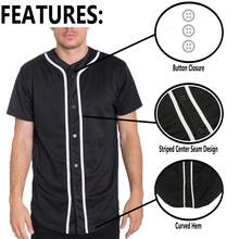 Men's Classic Solid Color Baseball Jersey Plain Casual Button-Up Shirt Short Sleeve Sports Baseball Uniform Suitable For Party Gifts Game Or Everyday Wear - Trắng Đen - Xem 5