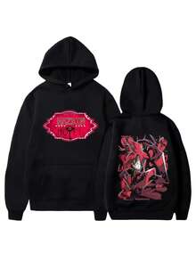 D Y2k Streetwear Hoodies 2025 Funny Hazbin Hotels Hoodie Alastor Print Sweatshirt Men Women Hazbin Hotels Anime Clothes Hoodie (5) - 黑色 - 查看 1