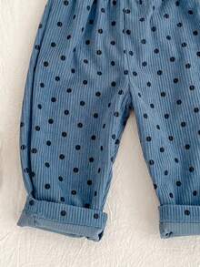 New Baby Pants For Spring, Autumn & Winter, Unisex Infant Comfortable Corduroy Loose Straight Leg Polka Dot Trousers - Blue - View 10