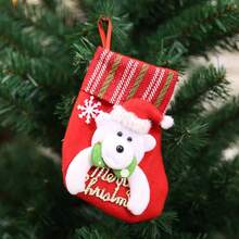 Reusable Stocking-Shaped Hanging Bag With Hooks - Red And Green Festive Designs (Reindeer, Snowman, Santa Claus) Suitable For Party Gifts, Birthday Celebrations, Seasonal Decorations, Durable Plastic Event Storage.