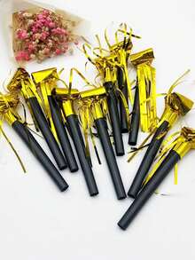 20pcs/10pcs/2pcs Black & Gold Party Cheering Whistles, Christmas & Party Noise Maker Toy Whistles, Christmas - Multicolor - View 5