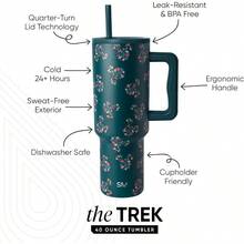 SLAWDisney 40 Oz Tumbler With Handle And Straw Lid Insulated Reusable Stainless Steel Water Bottle Travel Mug Gifts For Women Her Trek Collection 40oz Mickey Mouse Floral Riptide - DisneyMickeyMouseFloralRiptide - 查看 2