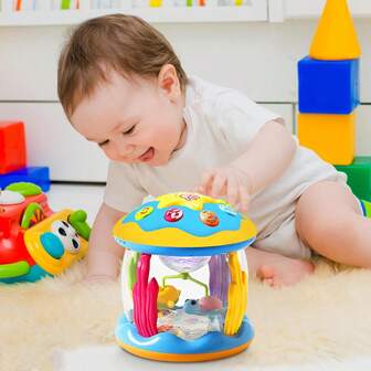 Gimnasio de juego musical para bebé de 12 a 36 meses - Luces de proyector de océano | Juguete interactivo de tiempo de panza ABS para el desarrollo de gateo | Regalos navideños para niños y niñas